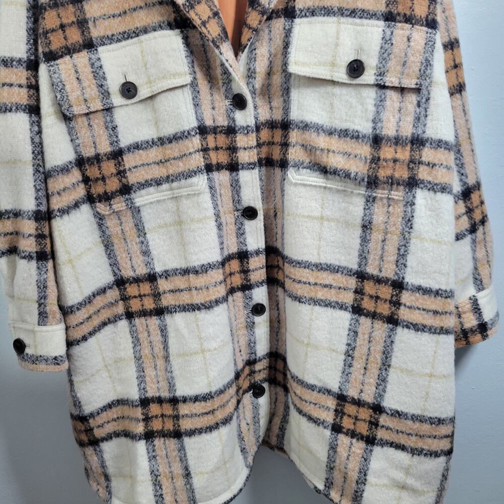 Old Navy Plaid & Tan Flannel Coat Size 4X 51926-1Clo4 - Picture 2 of 8